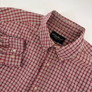 EDDIE BAUER Men Large Red Plaid  Checker Shirt Outdoors Versatile